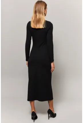 Kadın Siyah Gömlek Yaka Pencereli Elbise Yİ1957