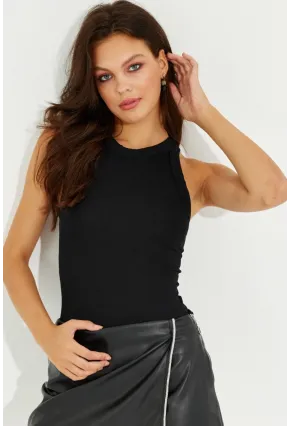 Kadın Siyah Halter Yaka Bluz LPP1233