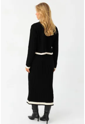 Kadın Siyah İkili Alt Üst Triko Takım NUV34