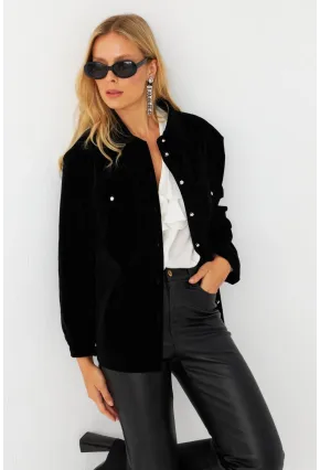 Kadın Siyah Kadife Gömlek CAR1074