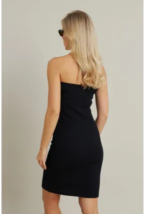 Kadın Siyah Kalp Yaka Kaşkorse Mini Elbise TF45