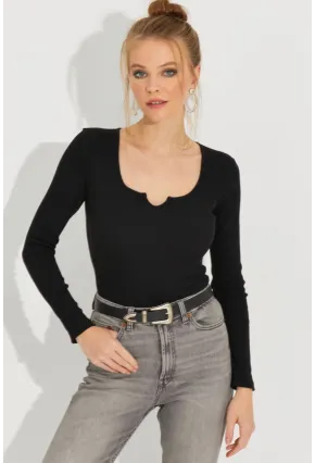 Kadın Siyah Kaşkorse Bluz Yİ2496