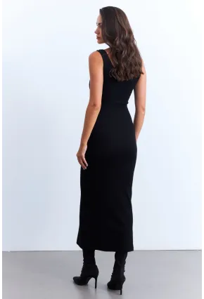Kadın Siyah Kaşkorse Maxi Elbise MK64