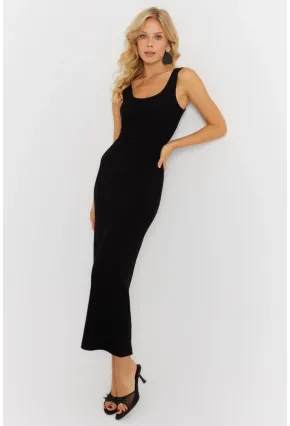 Kadın Siyah Kaşkorse Midi Elbise MK26