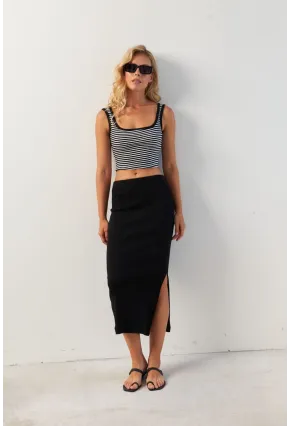 Kadın Siyah Kaşkorse Midi Etek XL2034