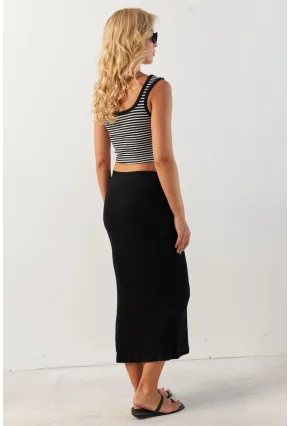 Kadın Siyah Kaşkorse Midi Etek XL2034