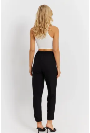 Kadın Siyah Keten Pantolon DMR340