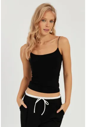 Kadın Siyah-Kırmızı İkili İp Askılı Bluz GÇ158