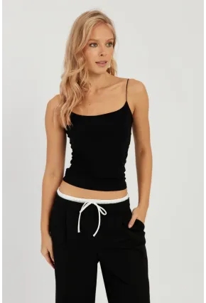 Kadın Siyah-Kırmızı İkili İp Askılı Bluz GÇ158