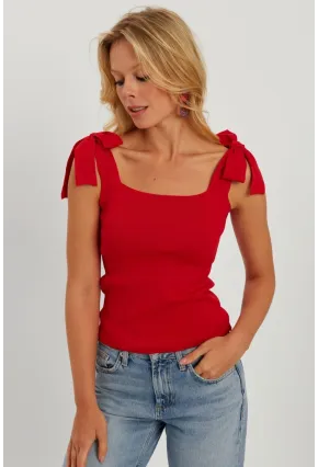 Kadın Siyah-Kırmızı İkili Triko Bluz YV271