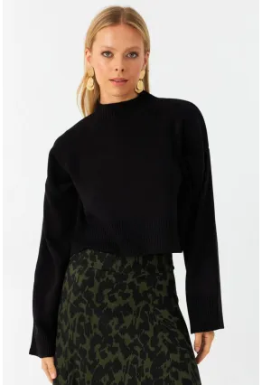 Kadın Siyah Kısa Kazak YİL559