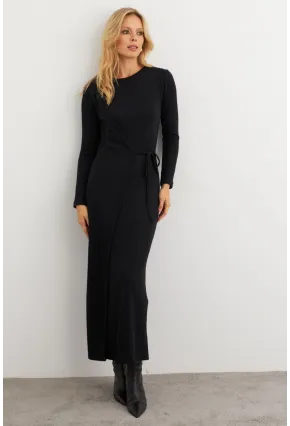 Kadın Siyah Kruvaze Maxi Elbise MTF31