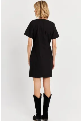 Kadın Siyah Kurdele Detaylı Mini Elbise DAF5025