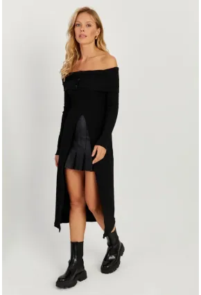 Kadın Siyah Madonna Yaka Tunik EY2710