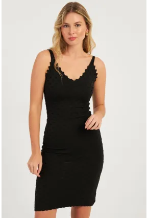 Kadın Siyah Merdiven Yaka Büzgülü Midi Elbise YZ3048