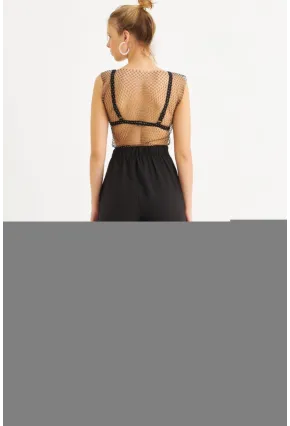 Kadın Siyah Muslin Cepli Pantolon RSP5003