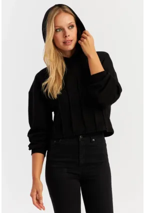 Kadın Siyah Nervüllü Üç İplik Sweatshirt TF13