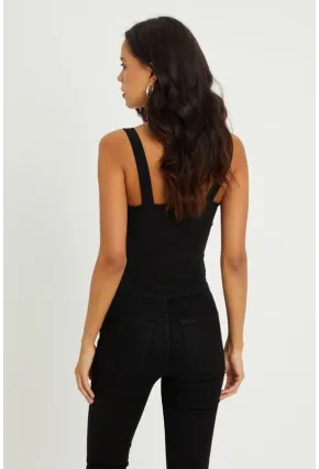 Kadın Siyah Önü Büzgülü Crop Bluz B189