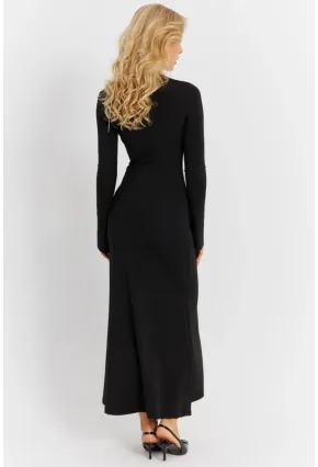 Kadın Siyah Önü Pencereli Midi Elbise EY2859