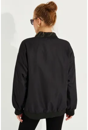 Kadın Siyah Oversize Mont QRS8359