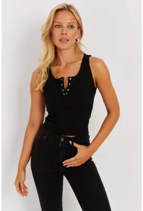 Kadın Siyah Patlı Kaşkorse Bluz MK02