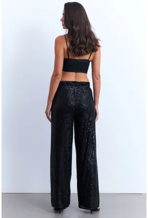 Kadın Siyah Payetli Pantolon SHR8
