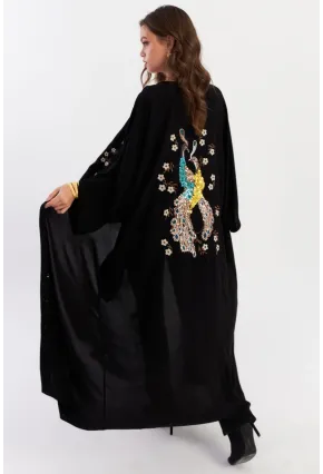 Kadın Siyah Payetli Salaş Maxi Elbise ALO130