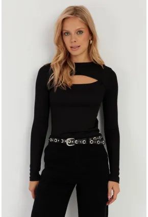 Kadın Siyah Pencereli Bluz LPP1256