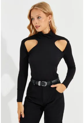 Kadın Siyah Pencereli Bluz MEN2014