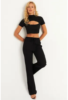 Kadın Siyah Pencereli Takım XL2017