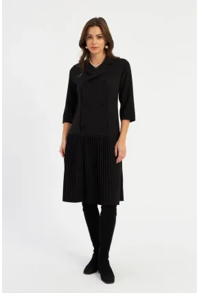 Kadın Siyah Pileli Blazer Midi Elbise MERA100