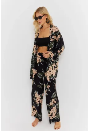 Kadın Siyah-Pudra Desenli Alt Üst Takım  GÇ168