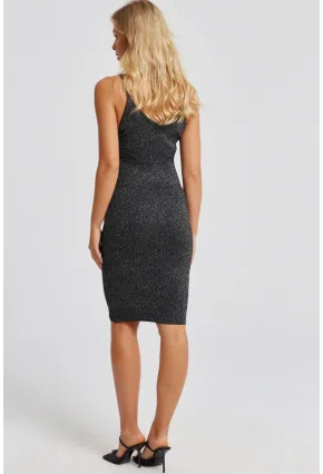 Kadın Siyah Simli Midi Elbise YZ525