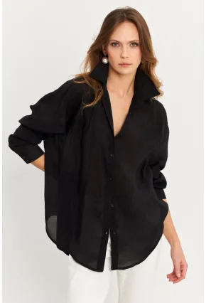 Kadın Siyah Sırtı Açık Gömlek MOD2369-90