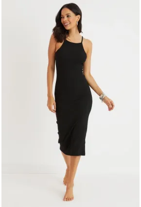 Kadın Siyah Sırtı Çapraz Kaşkorse Maxi Elbise Yİ2218