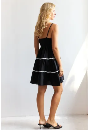 Kadın Siyah Sırtı Gipeli Biyeli Midi Elbise SF12791