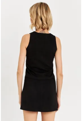 Kadın Siyah Süet Mini Etek KED7095