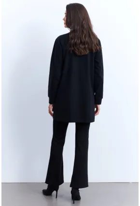 Kadın Siyah Suni Deri Detaylı Zımbalı Hırka MPK809