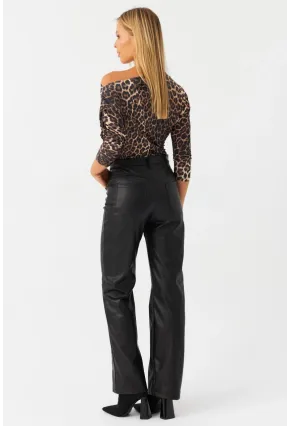 Kadın Siyah Suni Deri Pantolon NH752