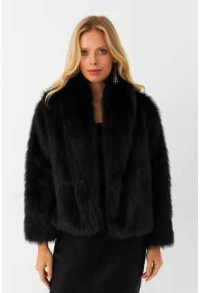 Kadın Siyah Suni Kürk ELT1227