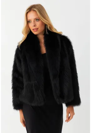 Kadın Siyah Suni Kürk ELT1227