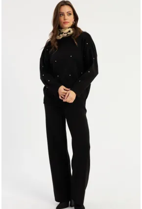 Kadın Siyah Taşlı Alt Üst Takım MYİL10