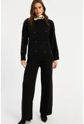 Kadın Siyah Taşlı Alt Üst Takım MYİL10