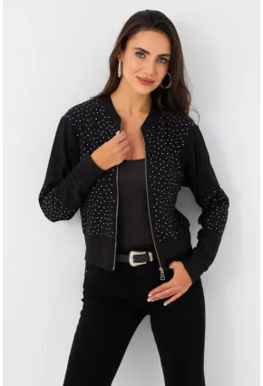 Kadın Siyah Taşlı Ceket RLO81