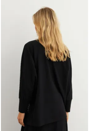 Kadın Siyah Taşlı Hırka MPK813