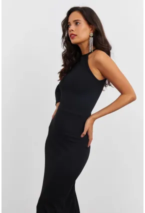 Kadın Siyah Tek Kol Kaşkorse Elbise EY1521