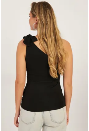 Kadın Siyah Tek Omuz Bluz  EY2756