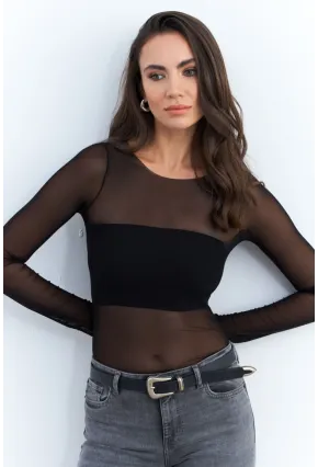 Kadın Siyah Transparan Bluz CY350