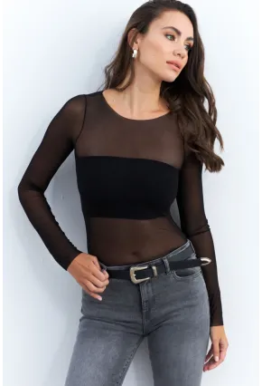 Kadın Siyah Transparan Bluz CY350