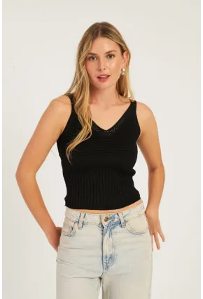 Kadın Siyah Triko Bluz SMT225